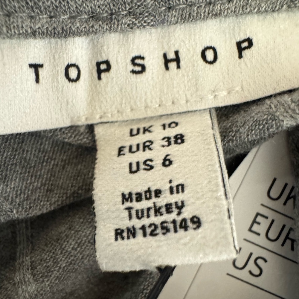 NWT Topshop Classic Rib Knit Wrap Midi Dress Tie waist Grey Size 6 - Picture 11 of 12